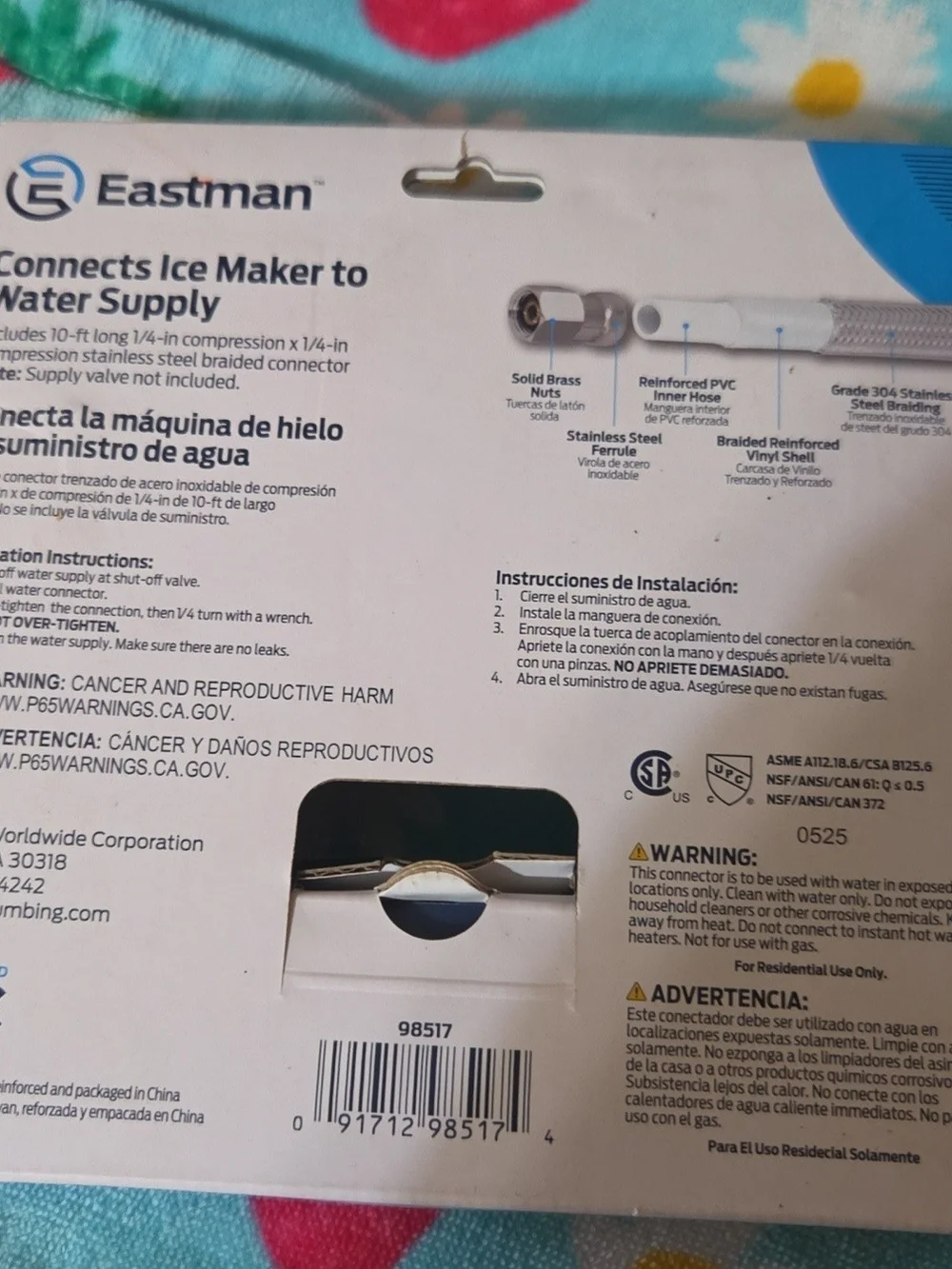 Silver Refrigerator Ice Maker Water Line Connector
